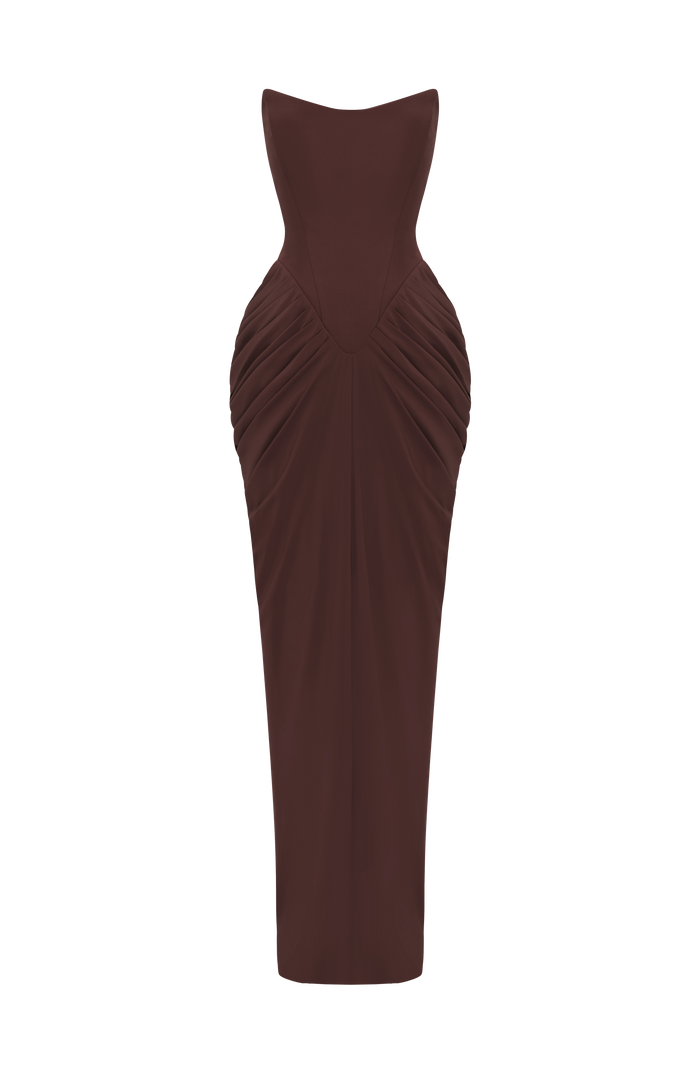 Robe Longue Noura - Prune Marron
