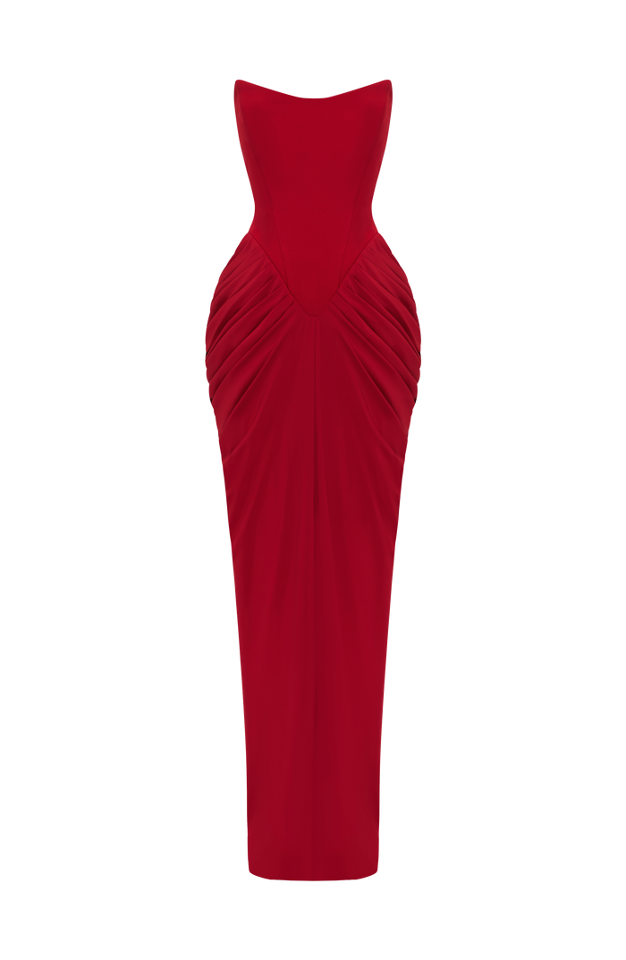 Robe Longue Noura - Rouge Profond