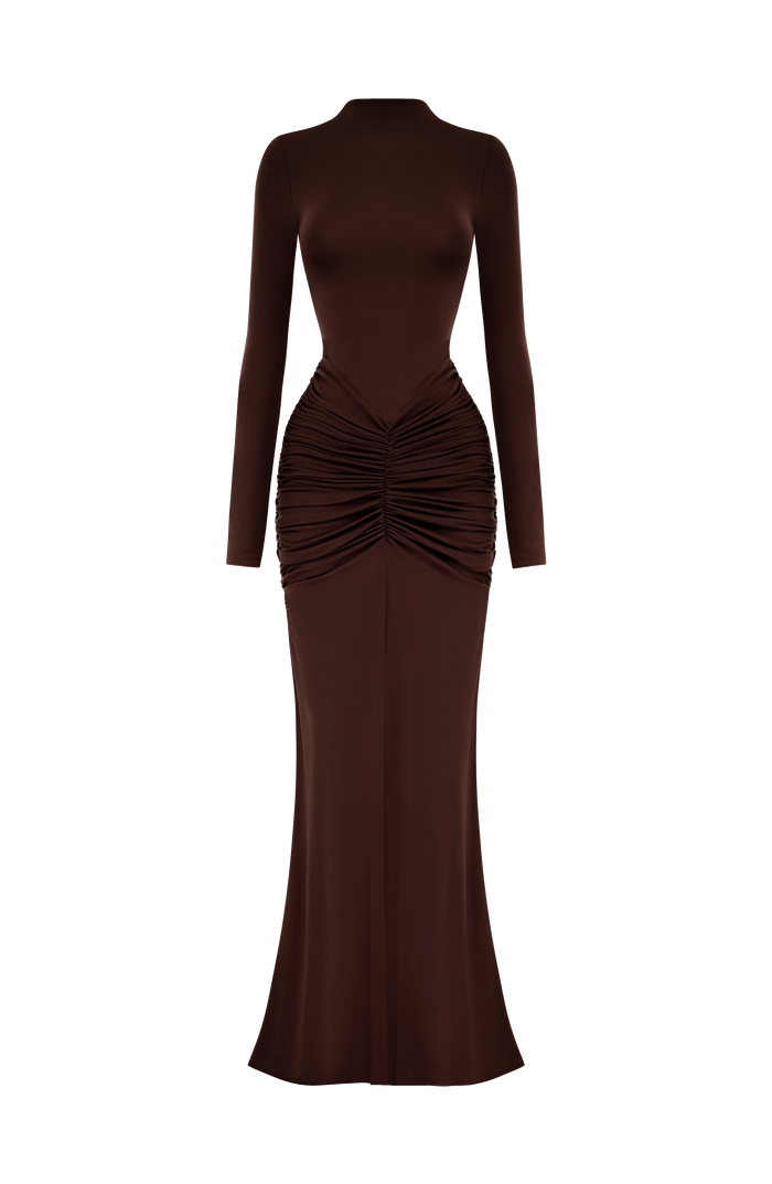 Oriane Maxi Dress - Plum Brown