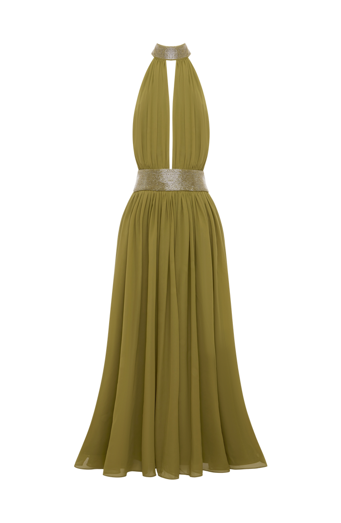 Robe Longue Rosalina - Olive Foncé