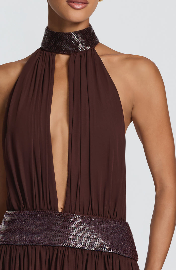 Robe Longue Rosalina - Prune Marron