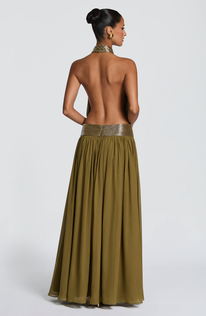 Robe Longue Rosalina - Olive Foncé