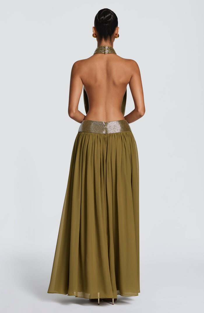 Robe Longue Rosalina - Olive Foncé