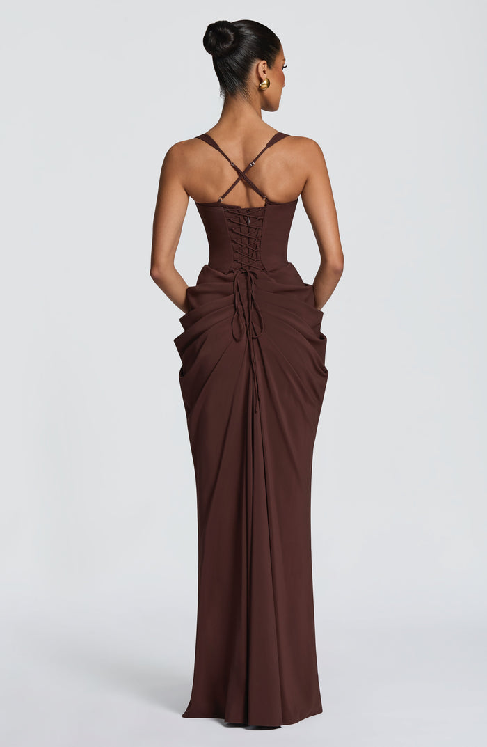Robe Longue Lucille - Prune Marron