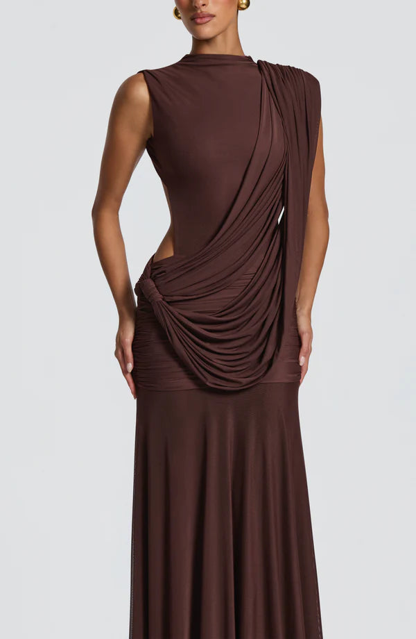 Robe Longue Mireya - Brun Prune