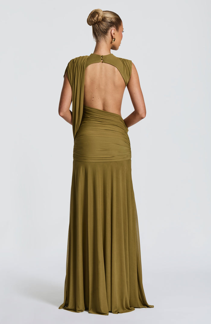 Robe Longue Mireya - Olive Profond