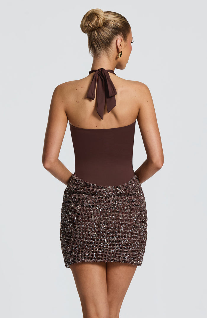Robe Courte Solea - Brun Prune