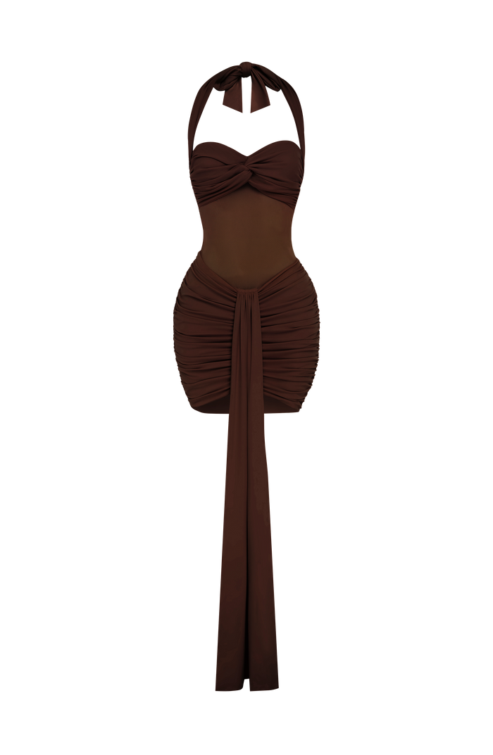 Vixen Mini Dress - Plum Brown