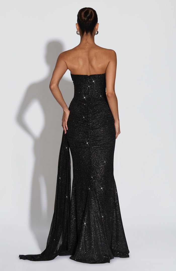 Ashika Maxi Dress - Black Sequin