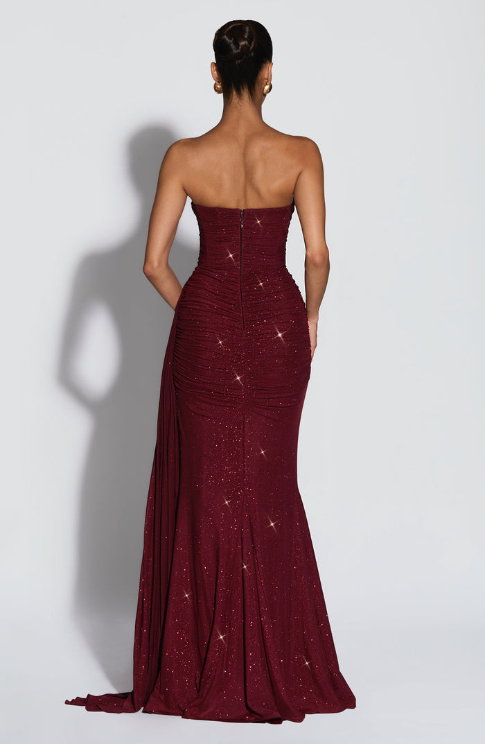 Ashika Maxi Dress - Wine Sequin