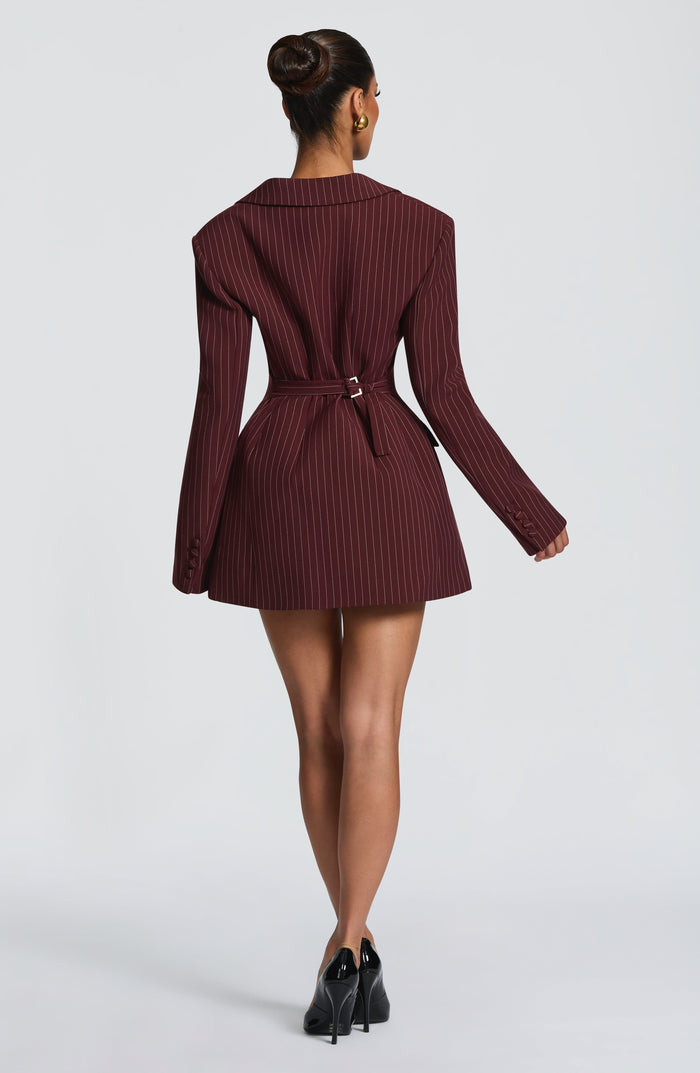 Elvira Mini Dress - Burgundy Stripe