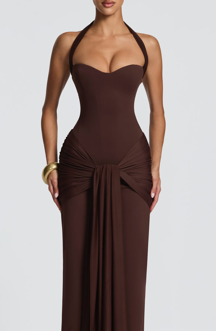 Robe Longue Gia - Brun Prune