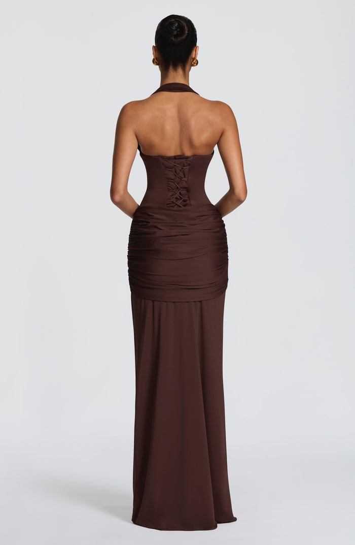 Robe Longue Gia - Brun Prune