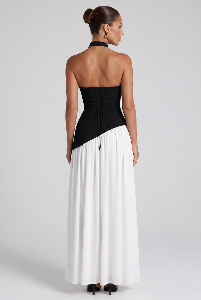 Robe Longue Maliyah - Noir/Blanc