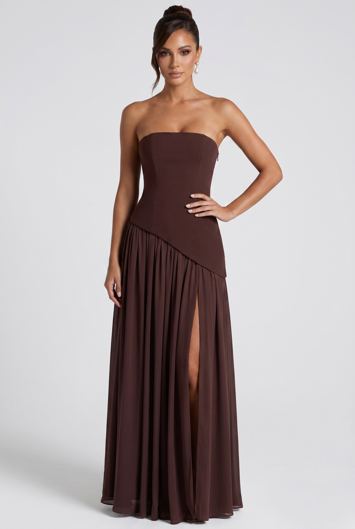 Robe Longue Maliyah - Prune Marron