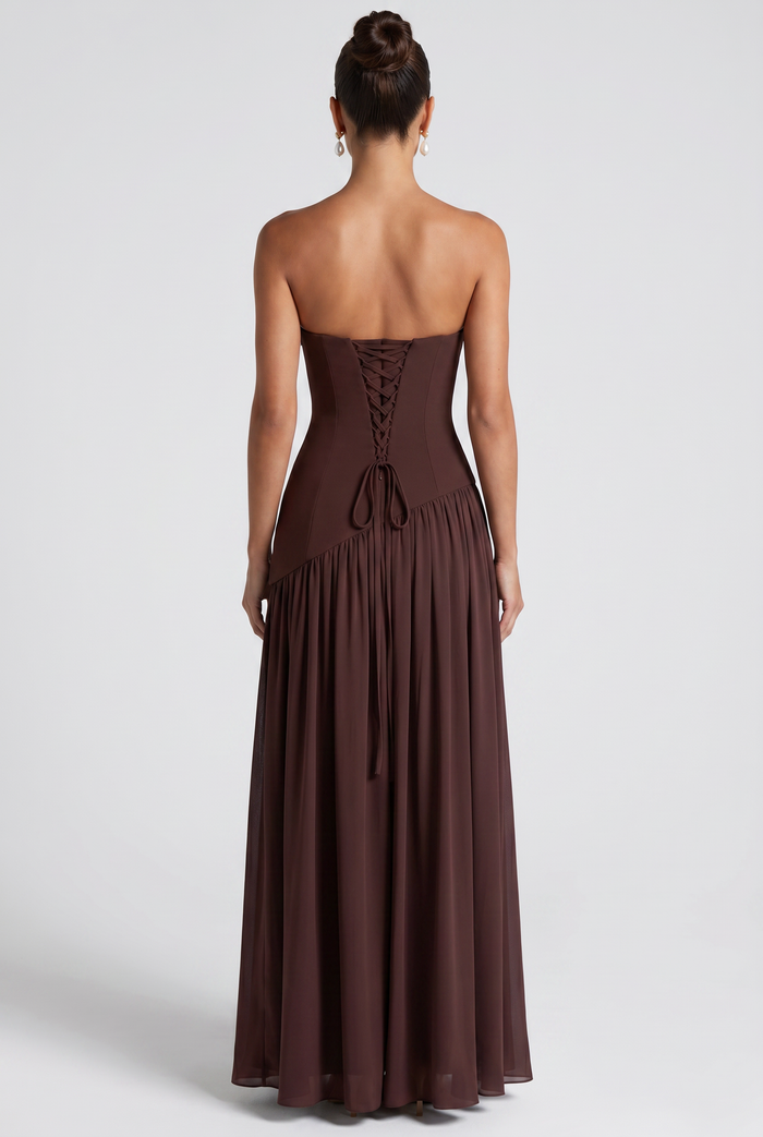Robe Longue Maliyah - Prune Marron