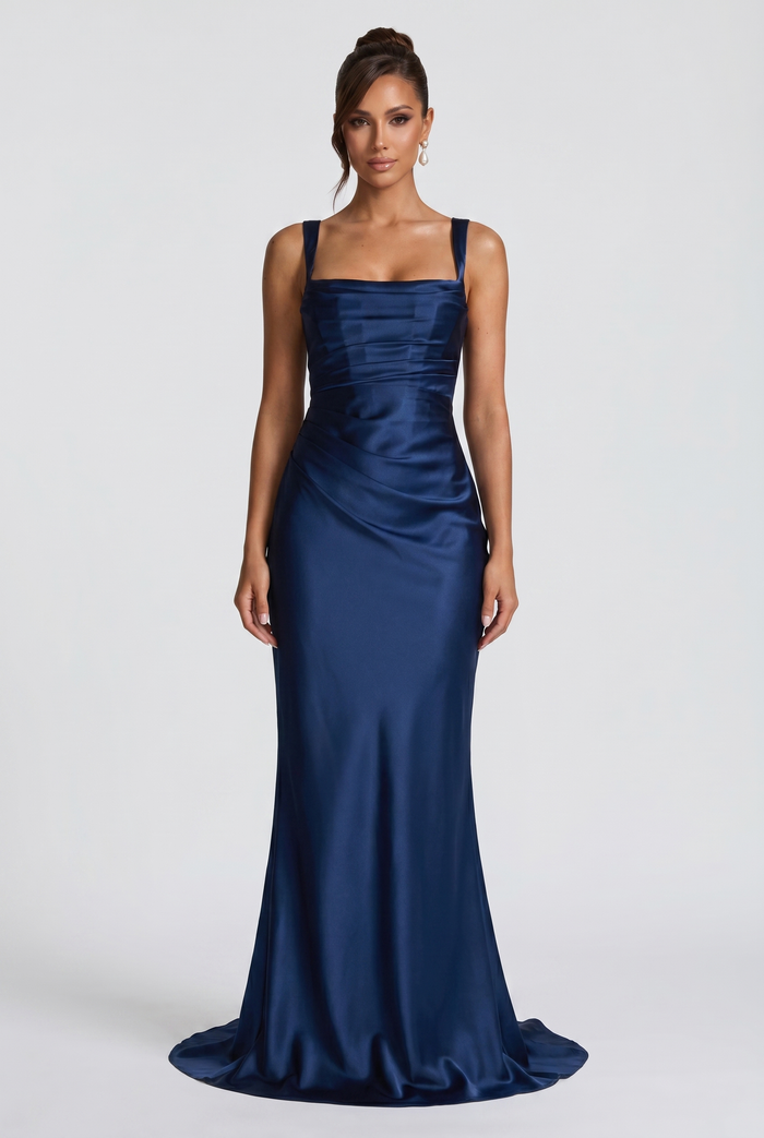 Robe Longue Calanthe - Bleu Marine