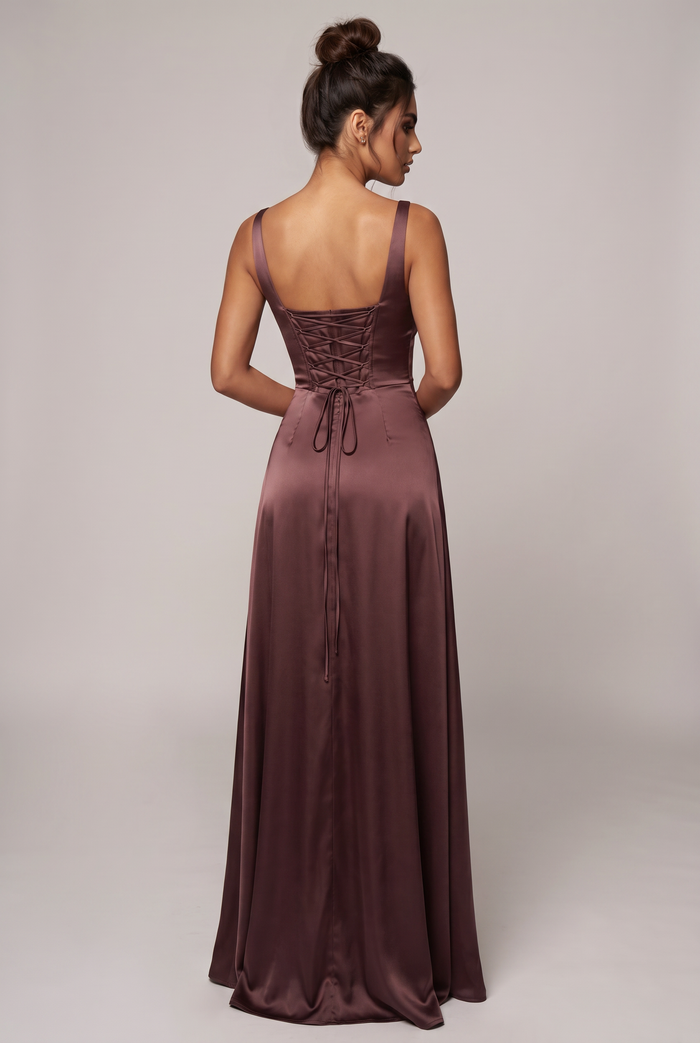 Robe Longue Calanthe - Prune Marron