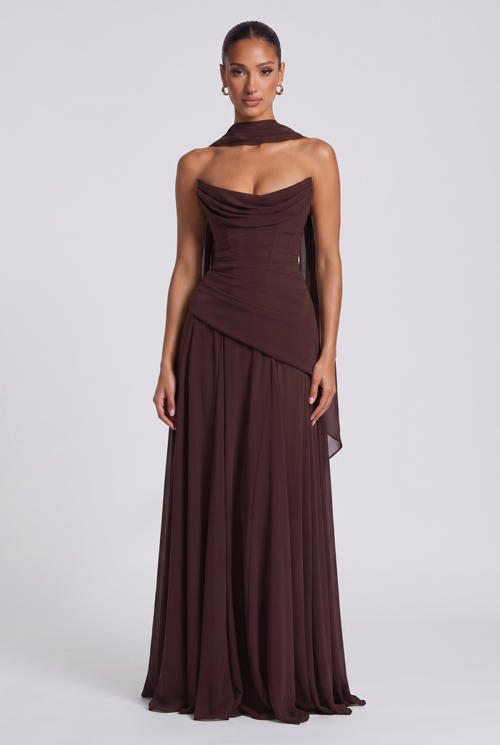 Robe Longue Patricia - Prune Marron