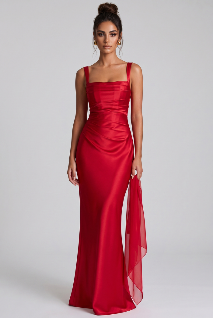 Robe Longue Calanthe - Rouge