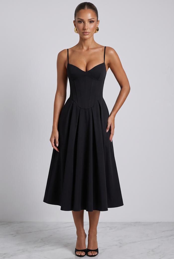 Robe Mi-Longue Mariella - Noir