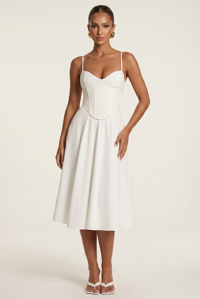 Robe Mi-Longue Mariella - Ivoire
