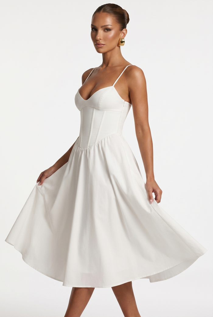 Robe Mi-Longue Mariella - Ivoire