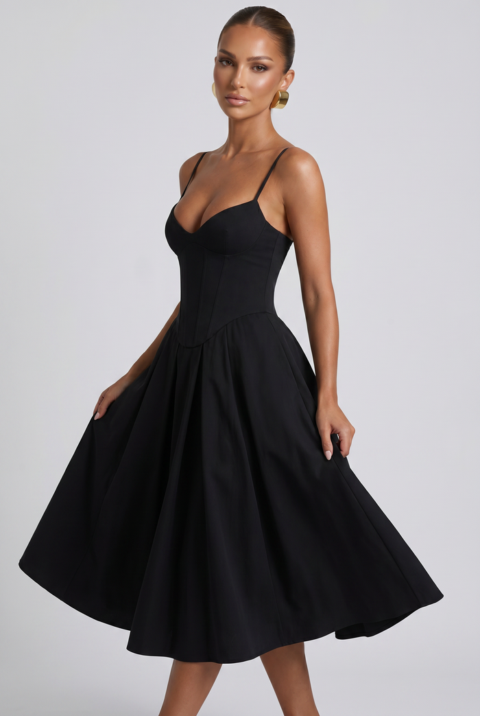 Robe Mi-Longue Mariella - Noir