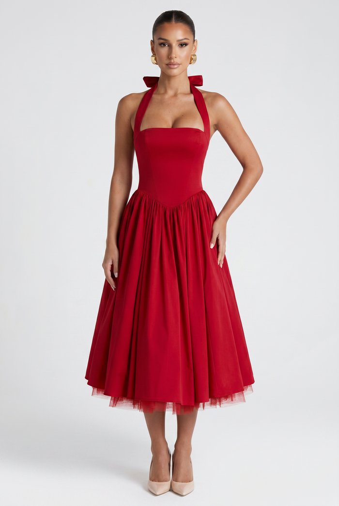 Robe Mi-Longue Cressida - Rouge