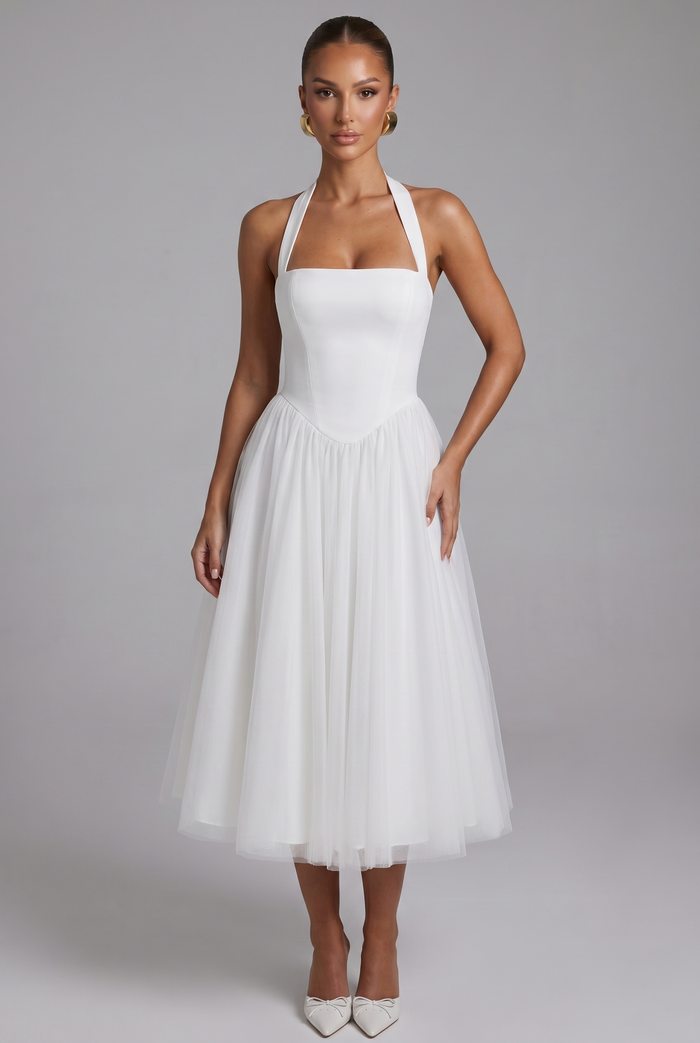 Robe Mi-Longue Cressida - Ivoire