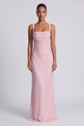 Robe Longue Calanthe - Rose Poudré Pailleté