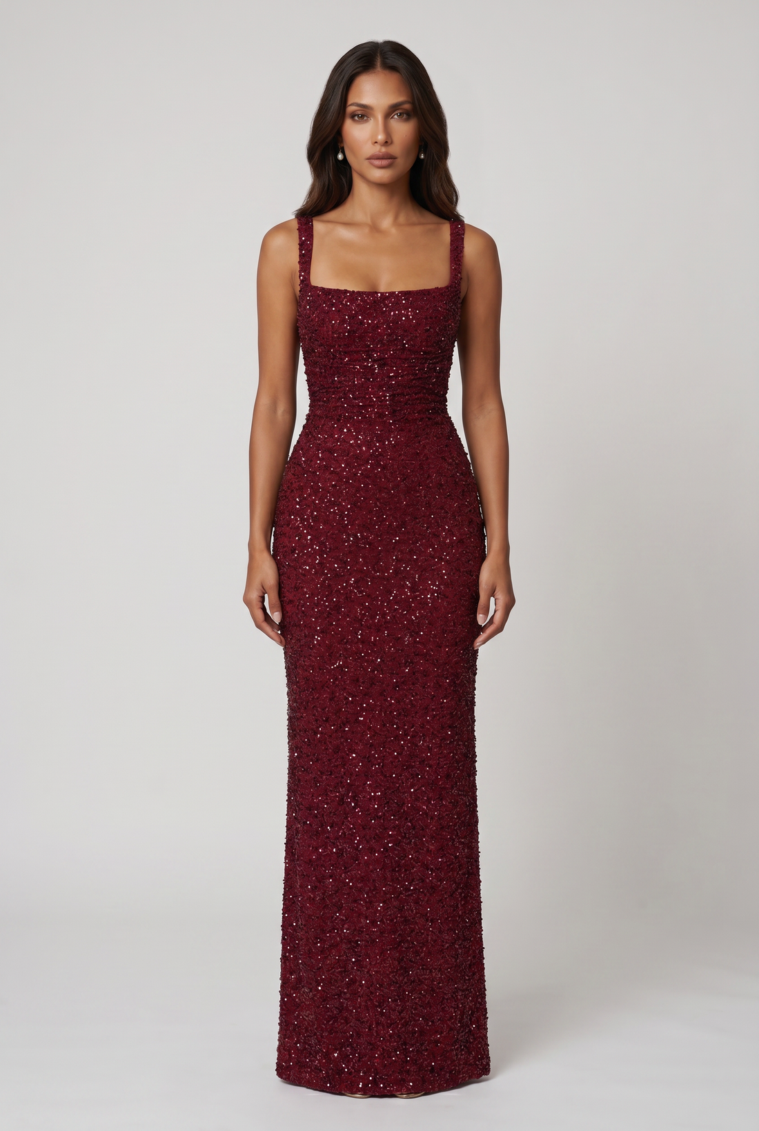 Robe Longue Calanthe - Bordeaux Pailleté
