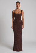 Robe Longue Calanthe - Prune Pailleté