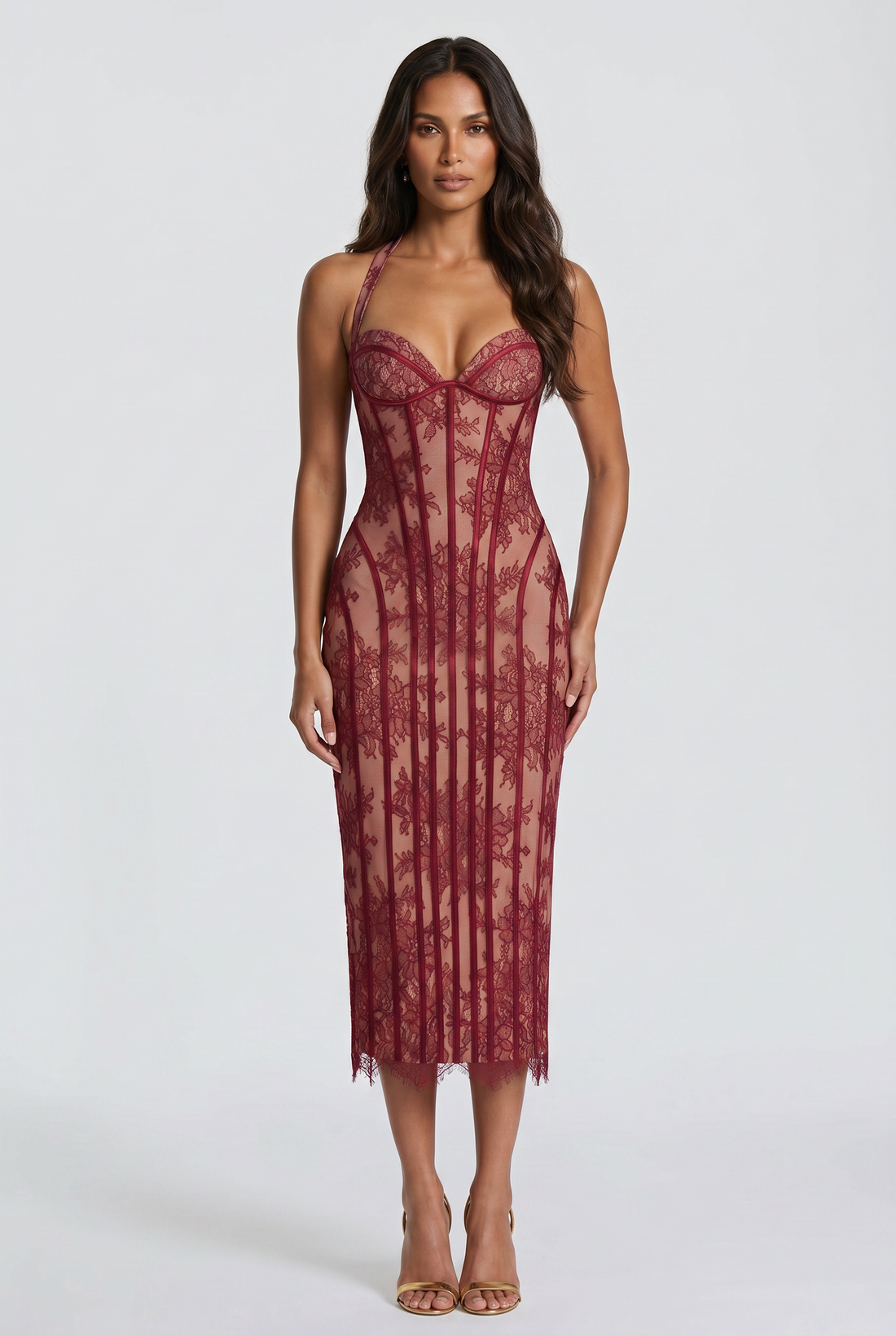 Robe Mi-Longue Rona - Bordeaux
