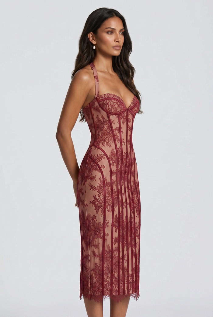 Robe Mi-Longue Rona - Bordeaux