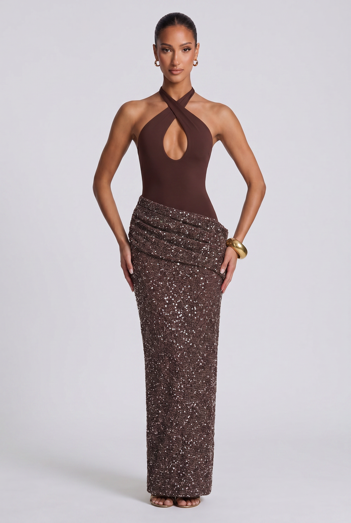 Robe Longue Solea - Brun Prune