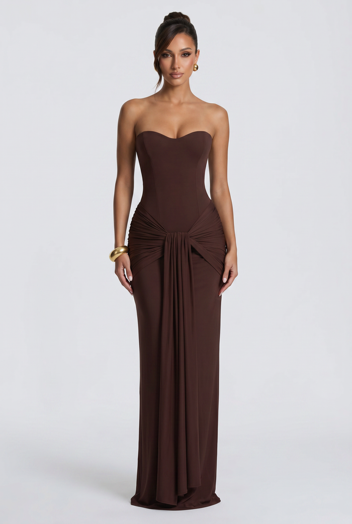 Robe Longue Gia - Brun Prune