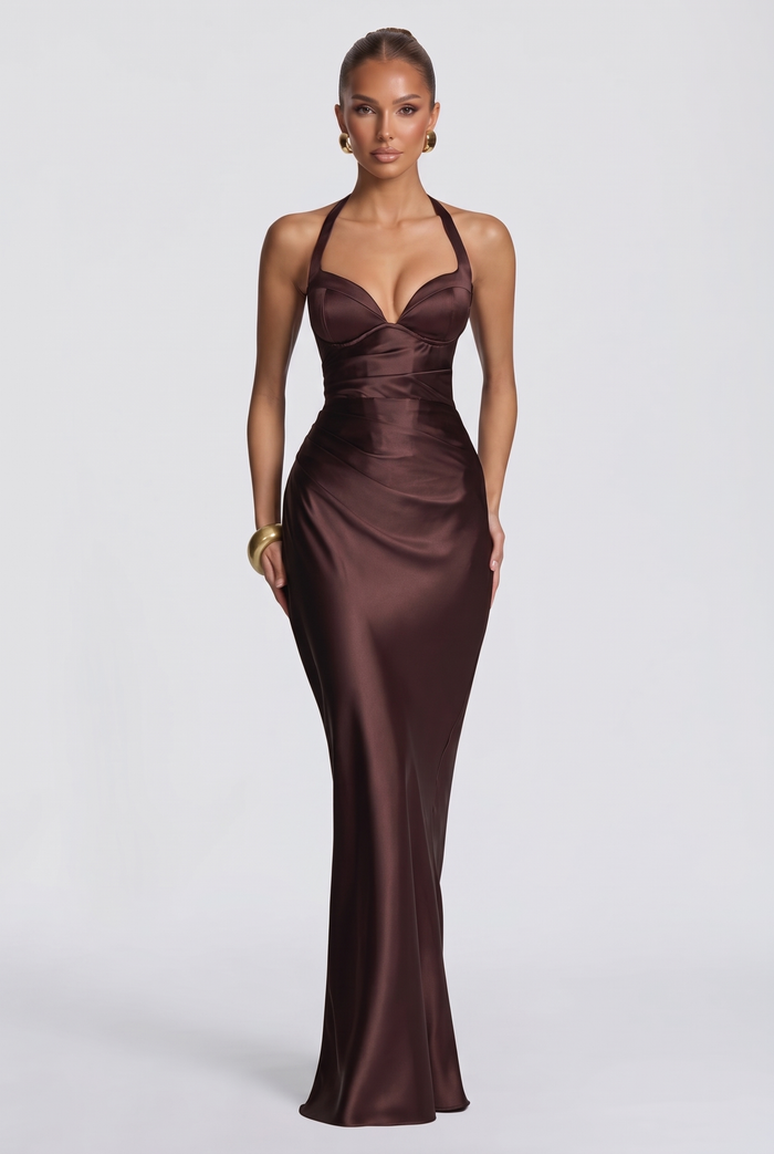 Ophelia Maxi Dress - Plum Brown