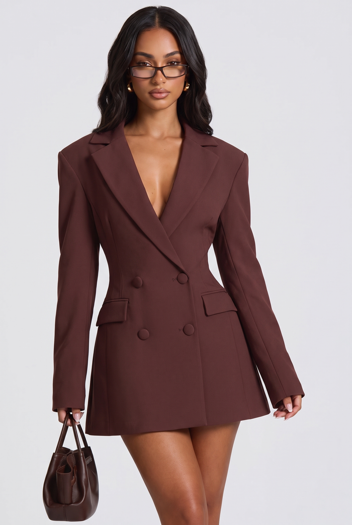 Elvira Mini Dress - Plum Brown