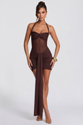 Vixen Mini Dress - Plum Brown