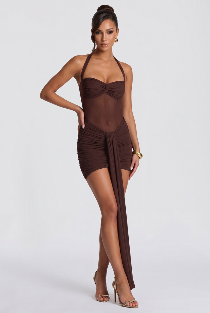 Vixen Mini Dress - Plum Brown