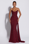 Ashika Maxi Dress - Wine Sequin