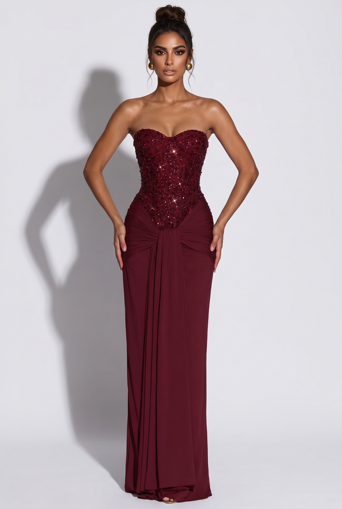 Carina Maxi Dress - Burgundy