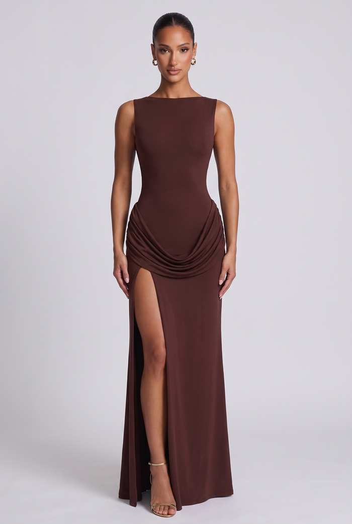 Bruna Maxi Dress - Plum Brown