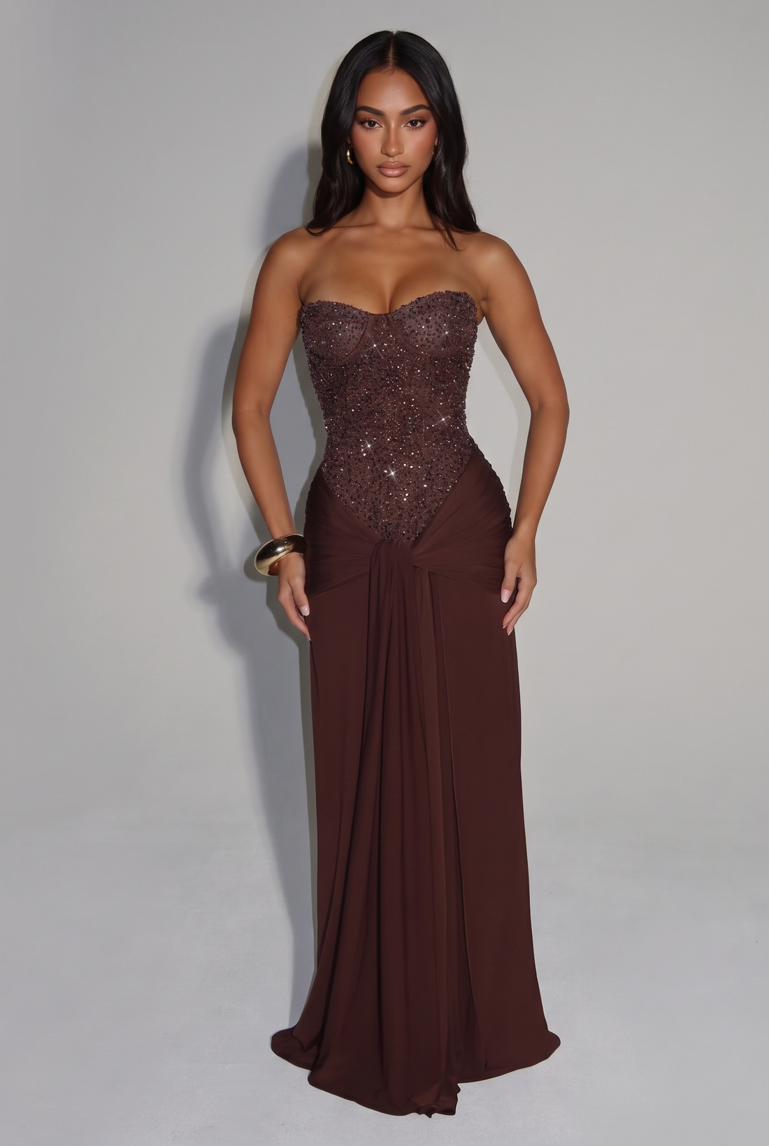 Carina Maxi Dress - Plum Brown