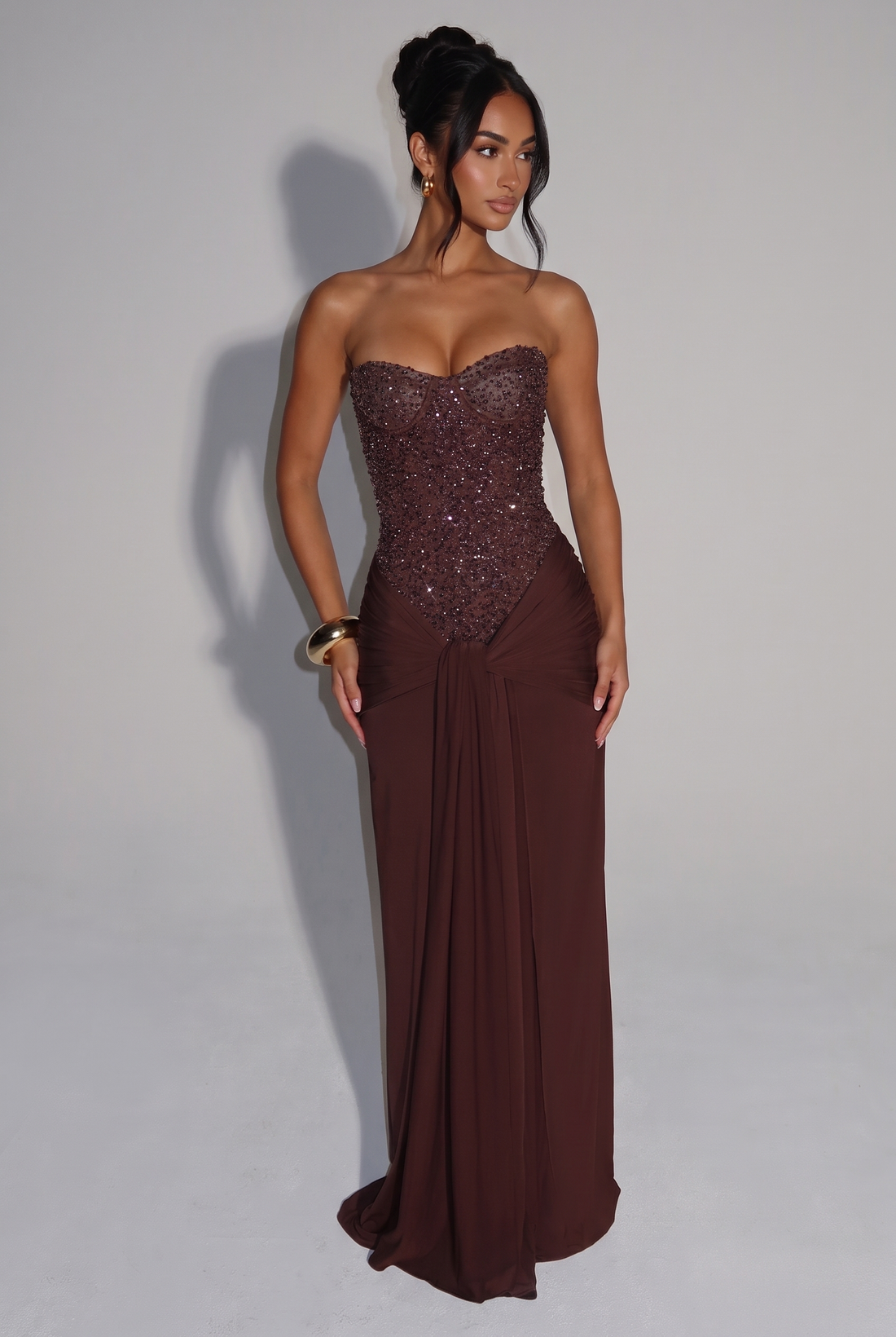 Carina Maxi Dress - Plum Brown