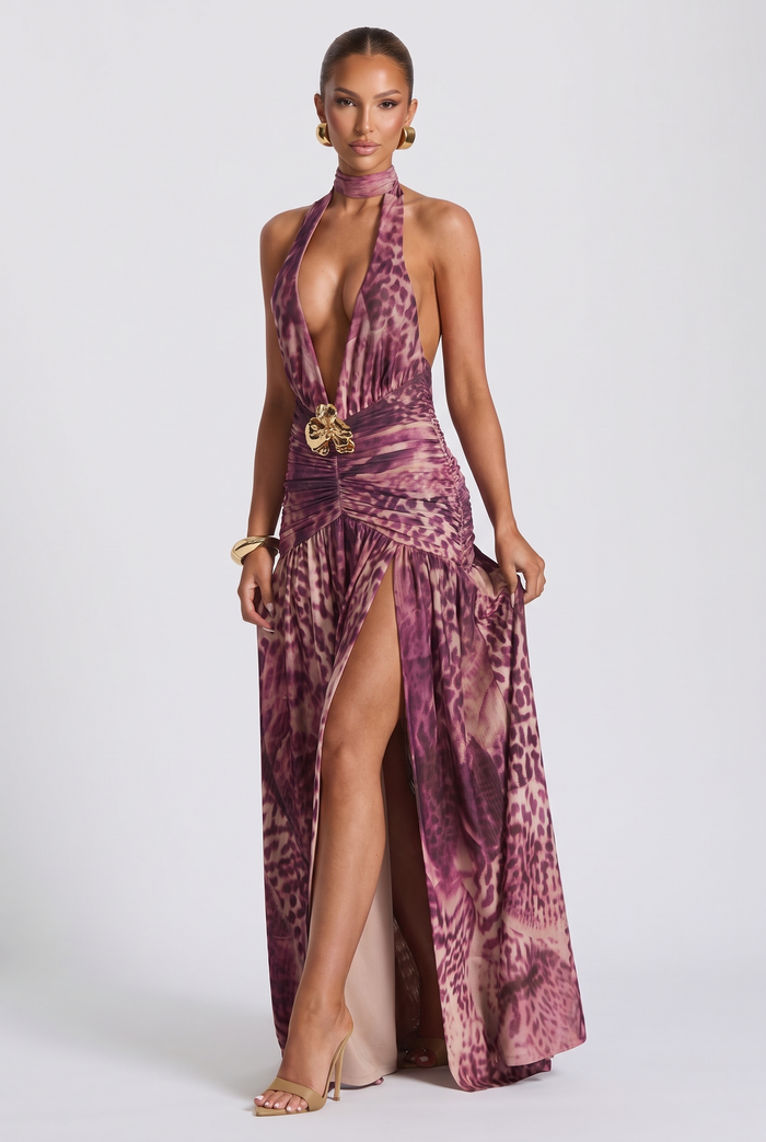 Melania Maxi Dress - Orchid Print