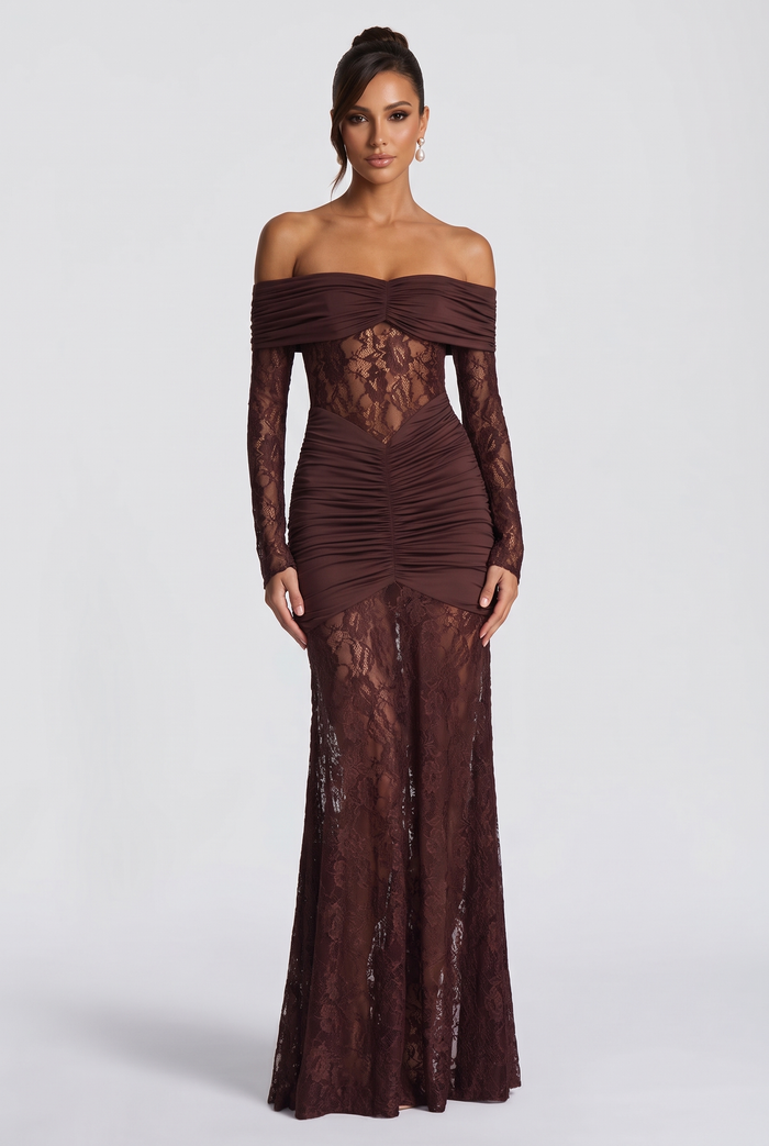 Sauline Maxi Dress - Plum Brown