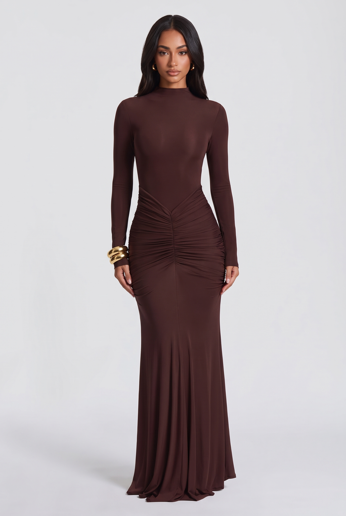 Oriane Maxi Dress - Plum Brown