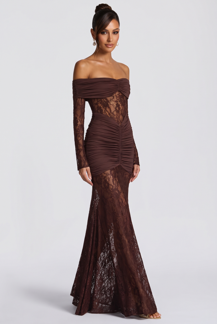 Sauline Maxi Dress - Plum Brown